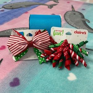 Christmas Ribbon Barrettes.